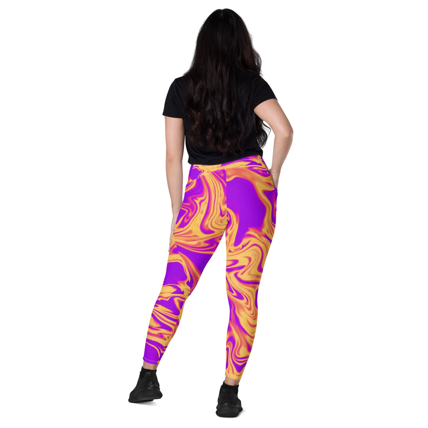 Cosmic Flow Women's Recycled Crossover Leggings With Pockets - FLAKOUT