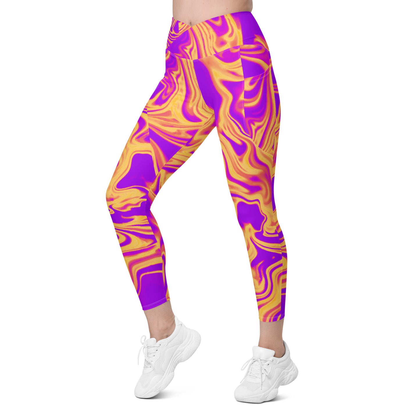 Cosmic Flow Women's Recycled Crossover Leggings With Pockets - FLAKOUT