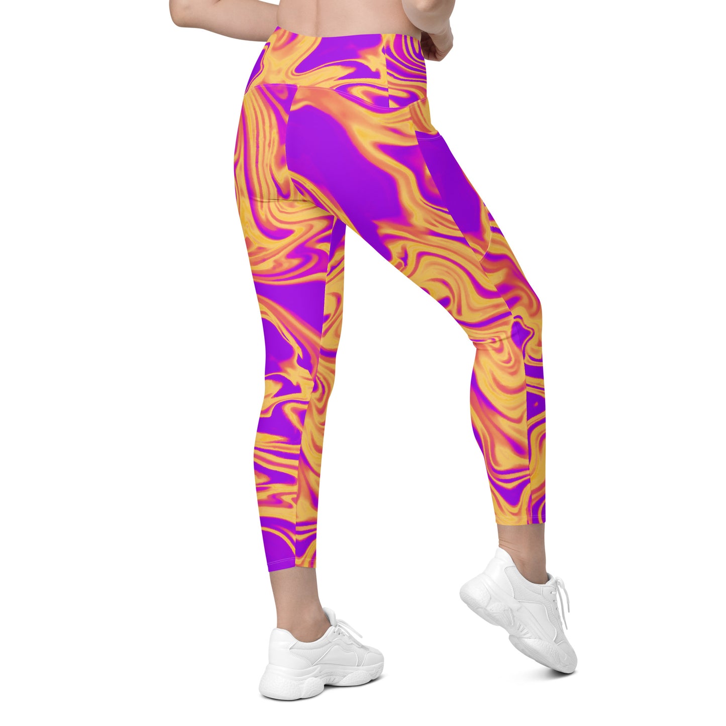 Cosmic Flow Women's Recycled Crossover Leggings With Pockets - FLAKOUT