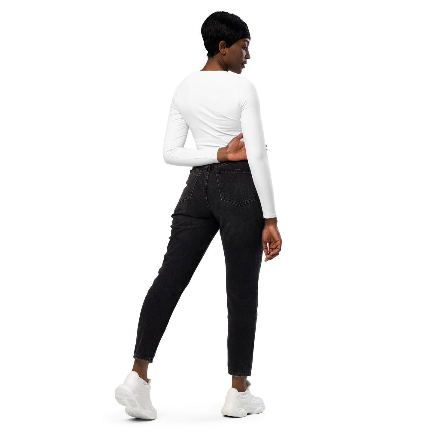 Women's Recycled Long-sleeve Crop Top - White