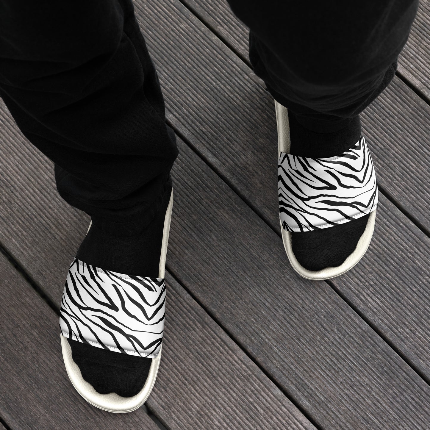 Striped Zebra Vibrance Men’s Slides - FLAKOUT