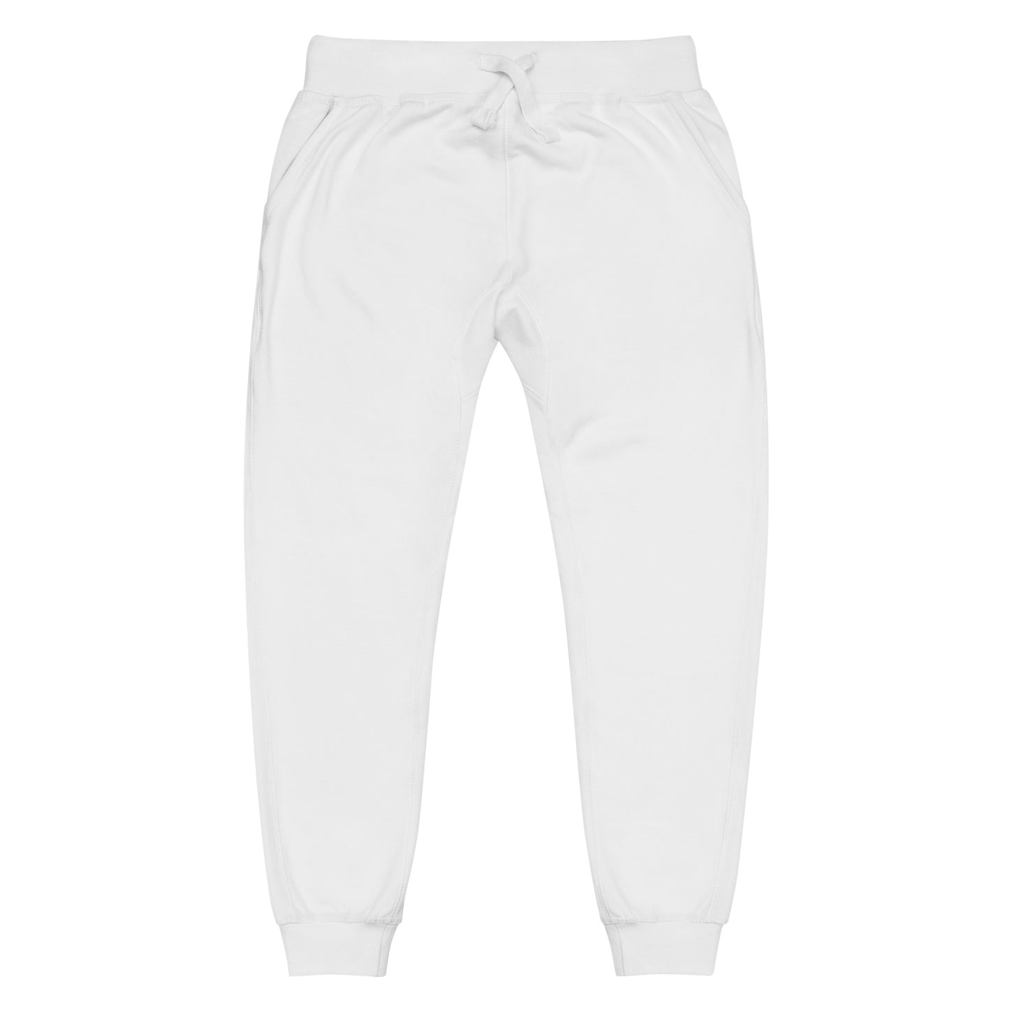 FLAKOUT Logo Back Leg Unisex Fleece Sweatpants - White - FLAKOUT