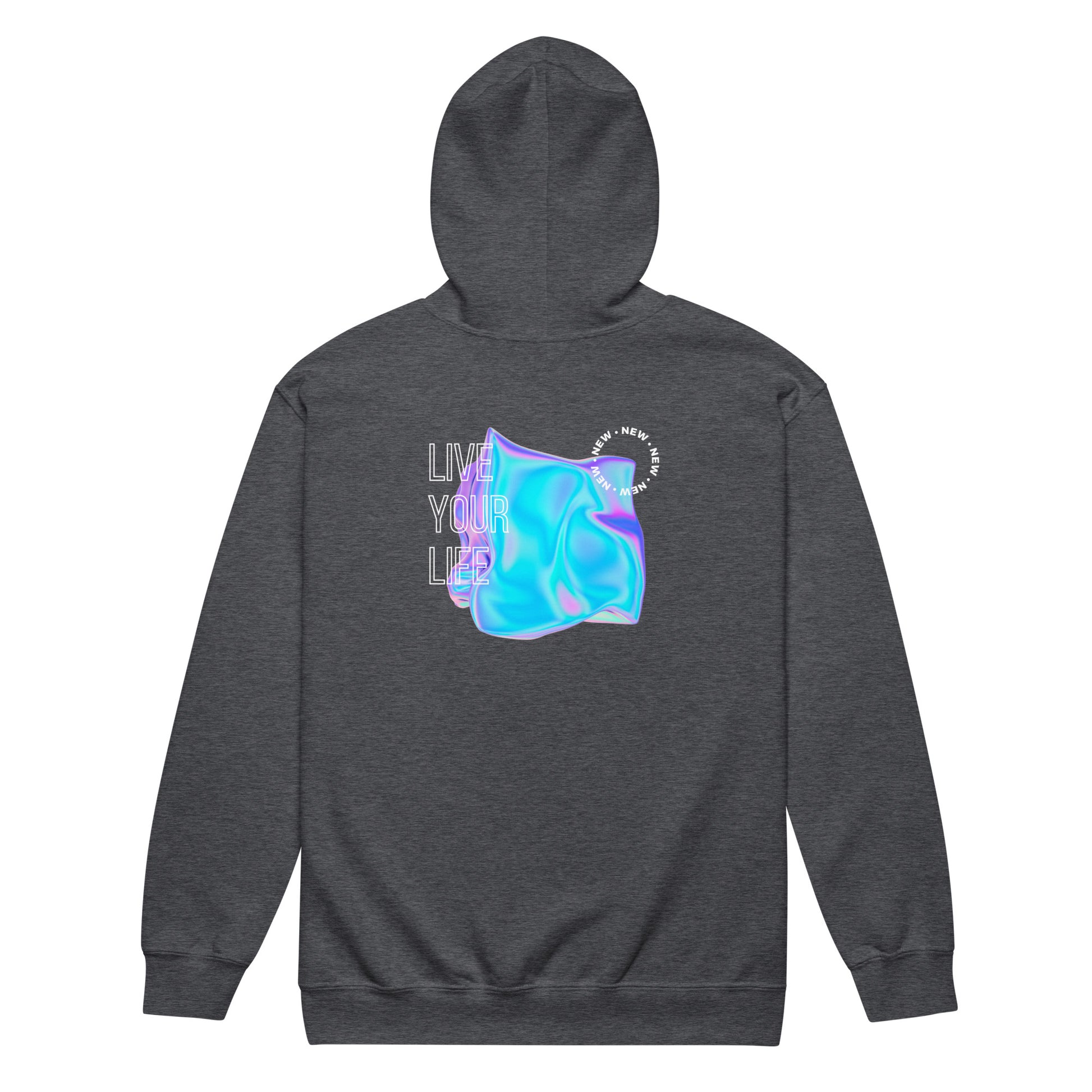 Vivid Existence Live Your Life Heavy Harmony Fusion Zip Hoodie - Dark Heather - FLAKOUT