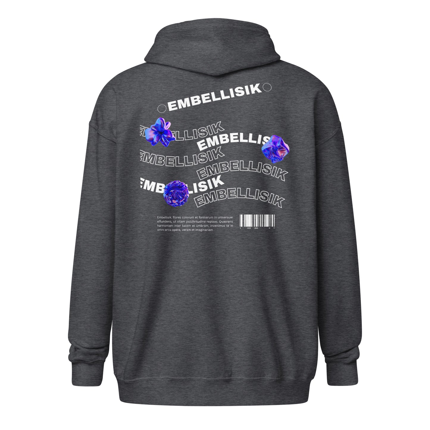 Ornate Embellisik Heavy Harmony Fusion Zip Hoodie - Dark Heather - FLAKOUT