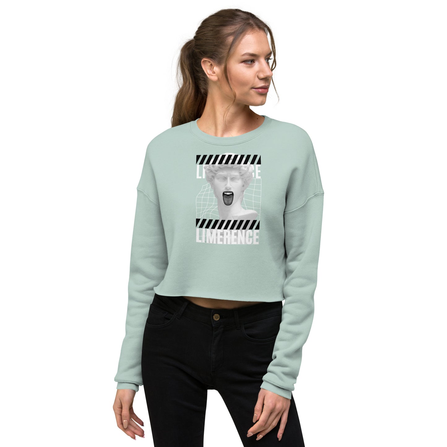 Limerence Women's Crop Sweatshirt - Dusty Blue - FLAKOUT