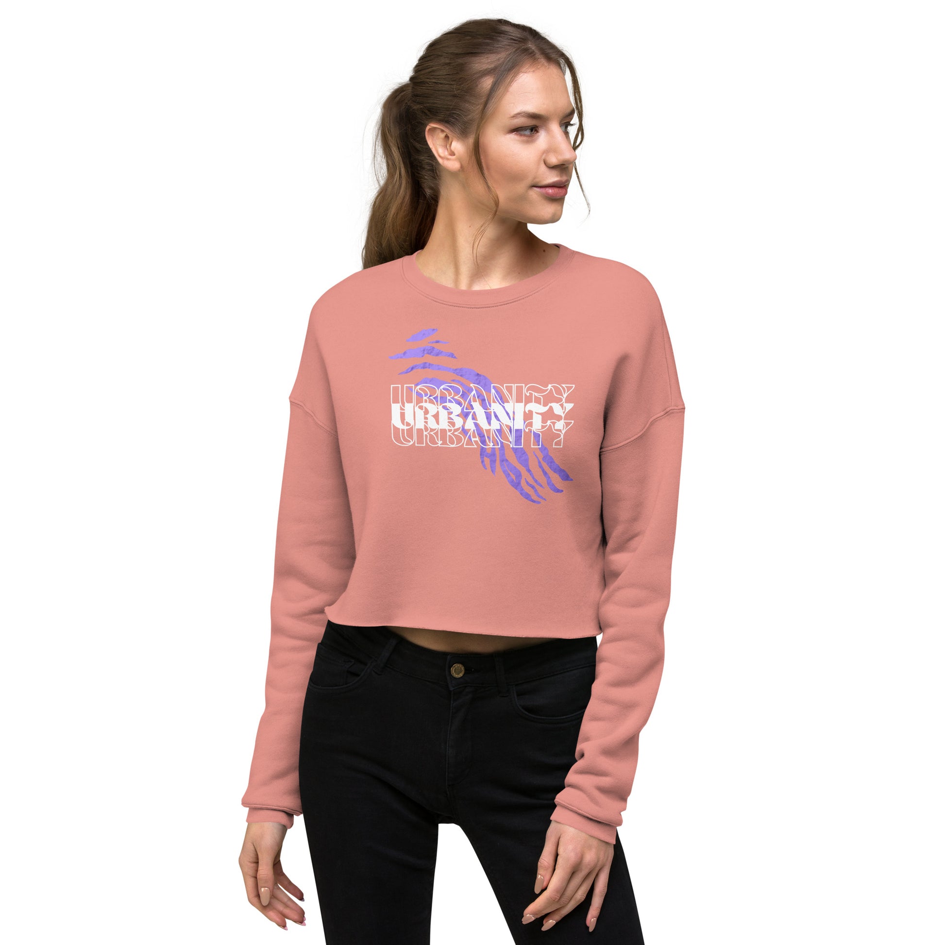 Streetwise Urbanity Women's Crop Sweatshirt - Mauve - FLAKOUT