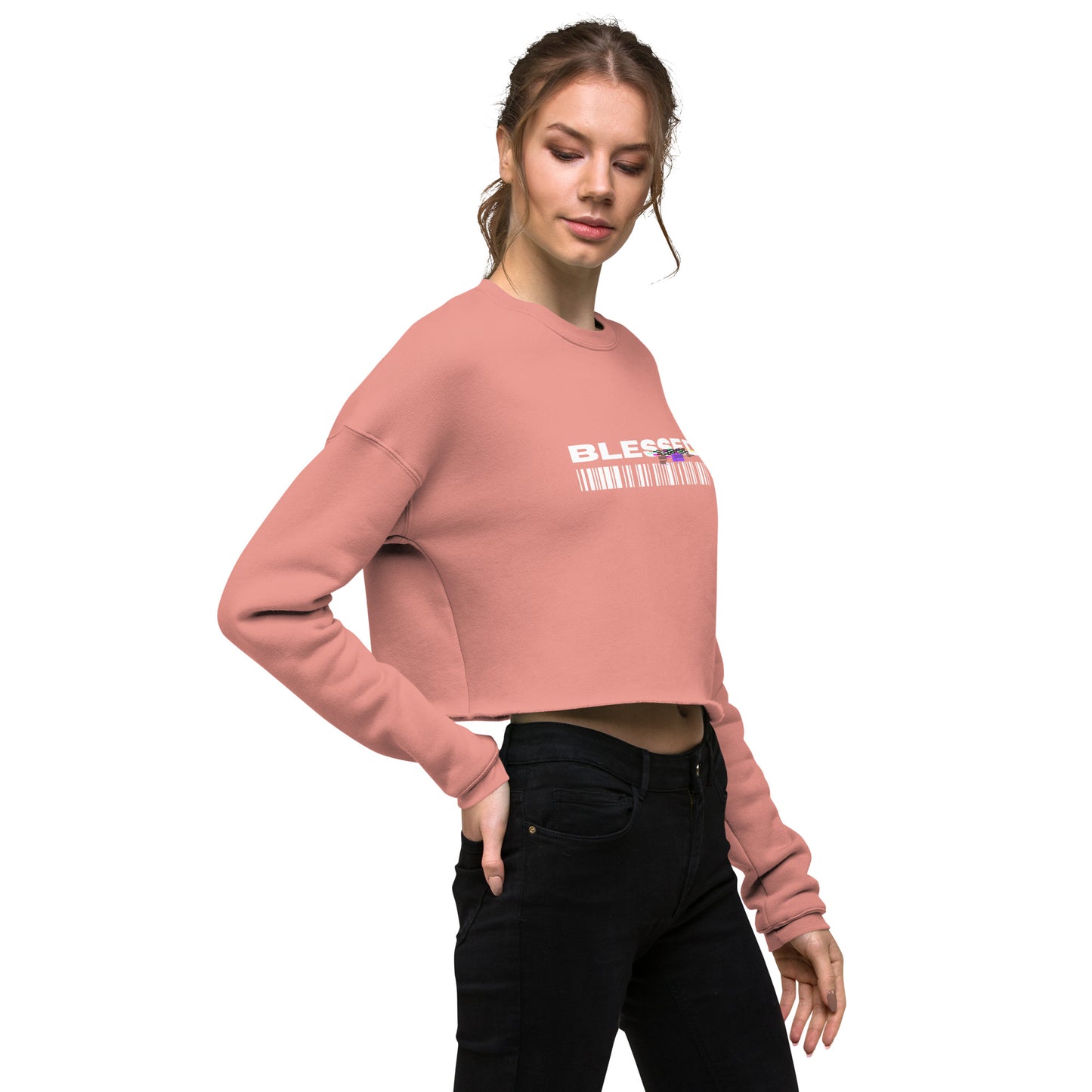 Divine Grace Blessed Women's Crop Sweatshirt - Mauve - FLAKOUT