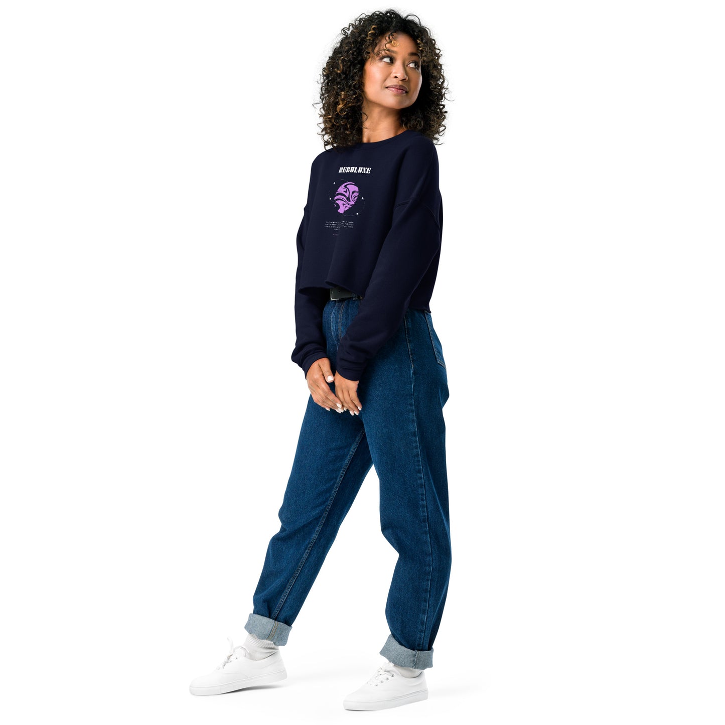 Nebuluxe Brilliance Women's Crop Sweatshirt - Navy - FLAKOUT