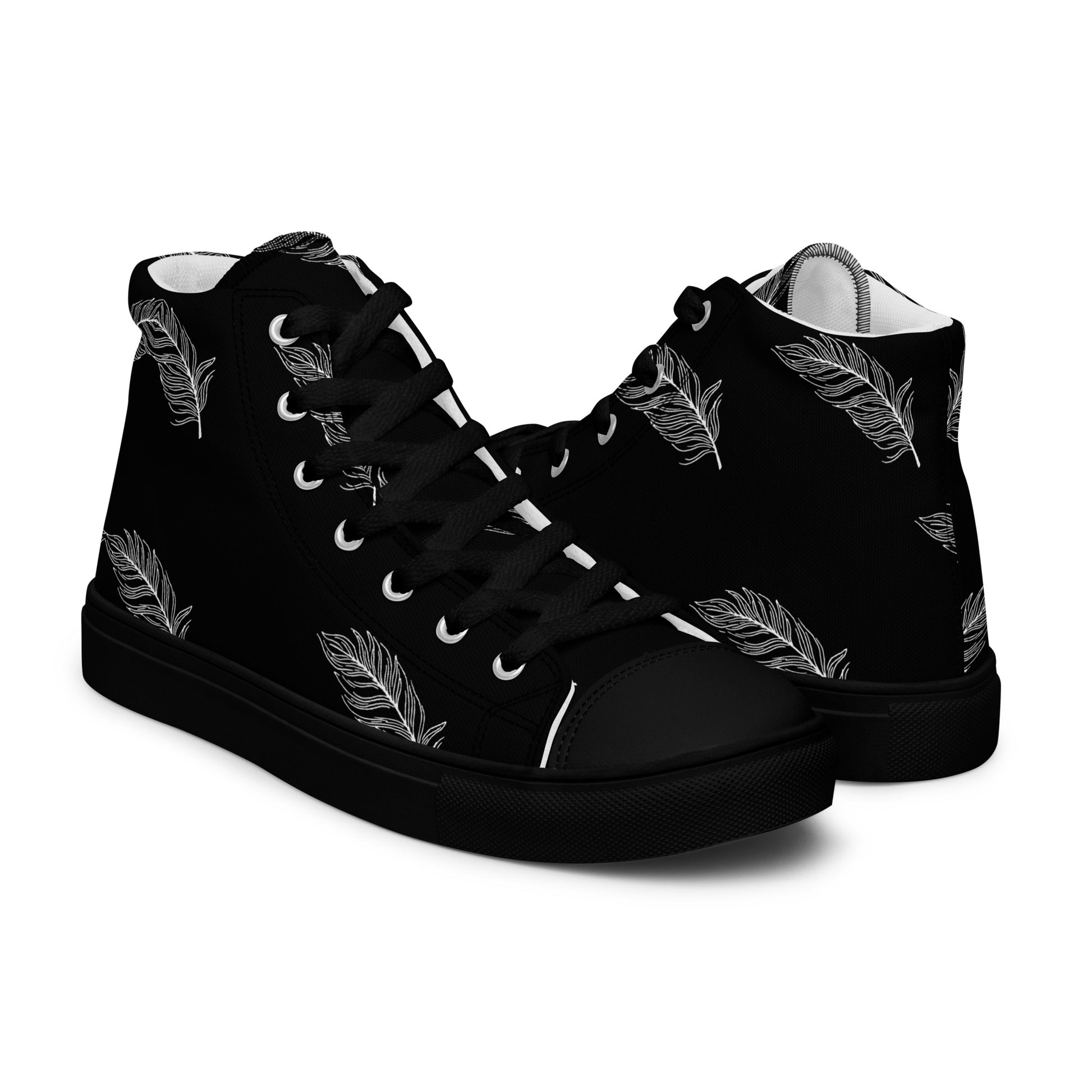 Ethereal Plumes Women's High Top Canvas Shoes - FLAKOUT