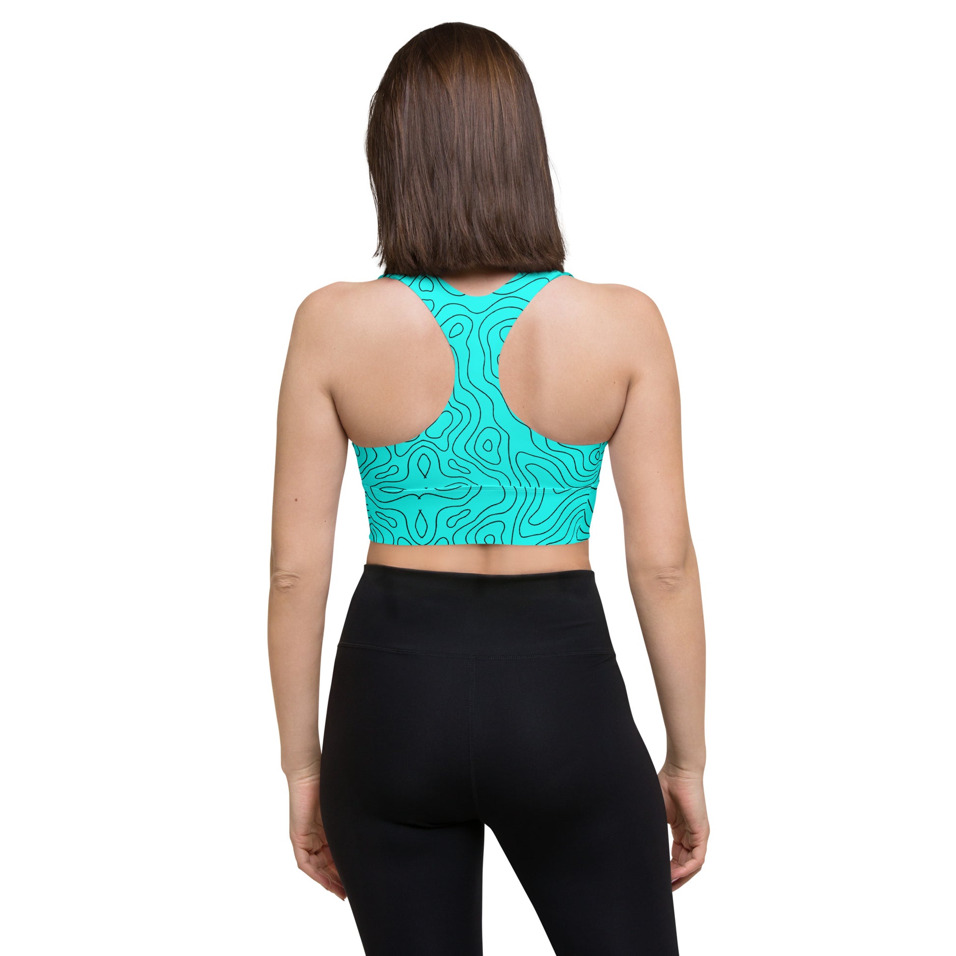 Blue Abyss Women's Longline Sports Bra - FLAKOUT