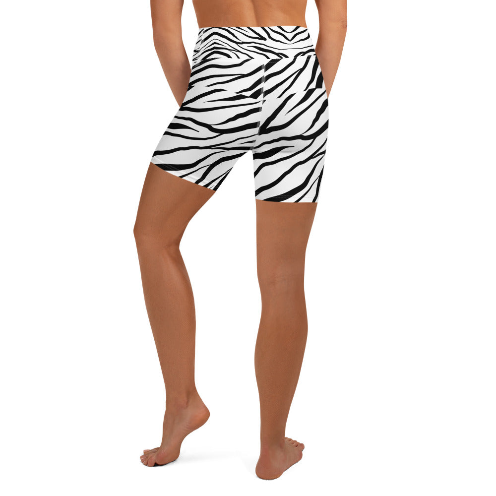 Striped Zebra Vibrance Women's Yoga Shorts - FLAKOUT