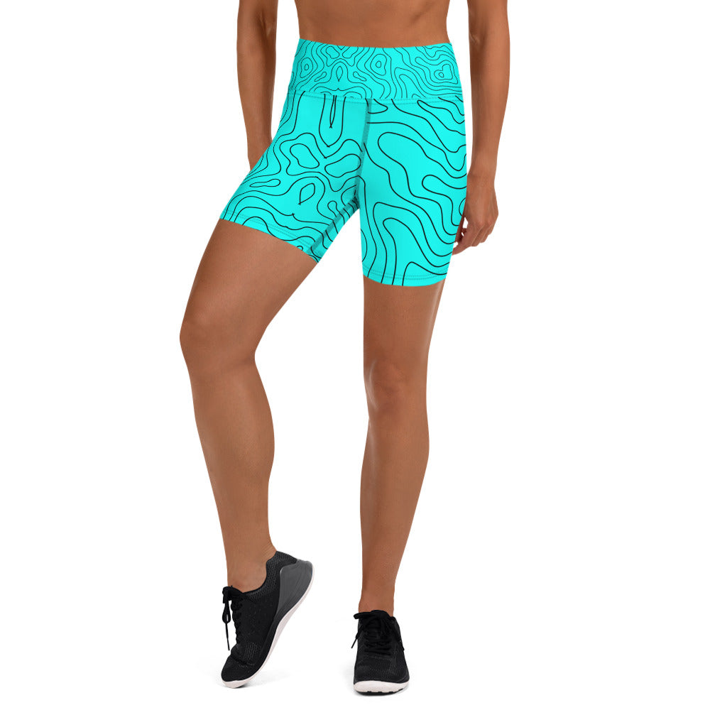 Blue Abyss Women's Yoga Shorts - FLAKOUT