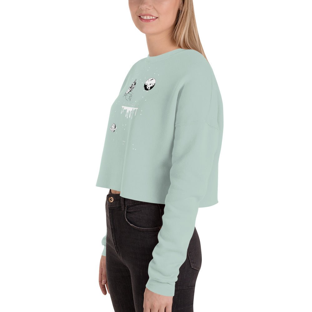 Astronaut Women's Crop Sweatshirt - Dusty Blue - FLAKOUT